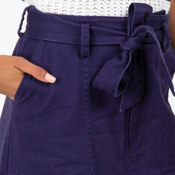 NWT Francesca's Harper Heritage Navy Blue Tie Waist Skirt Women's Large L New - Picture 4 of 10